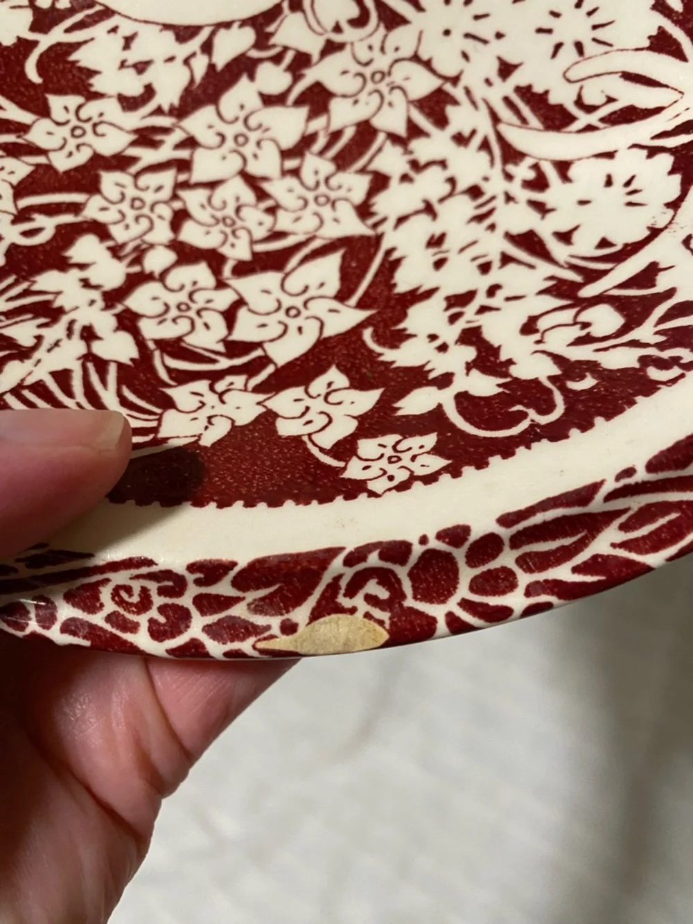 ALOHAS Red and Cream Floral Ceramic Bowl - Picture 8 of 10